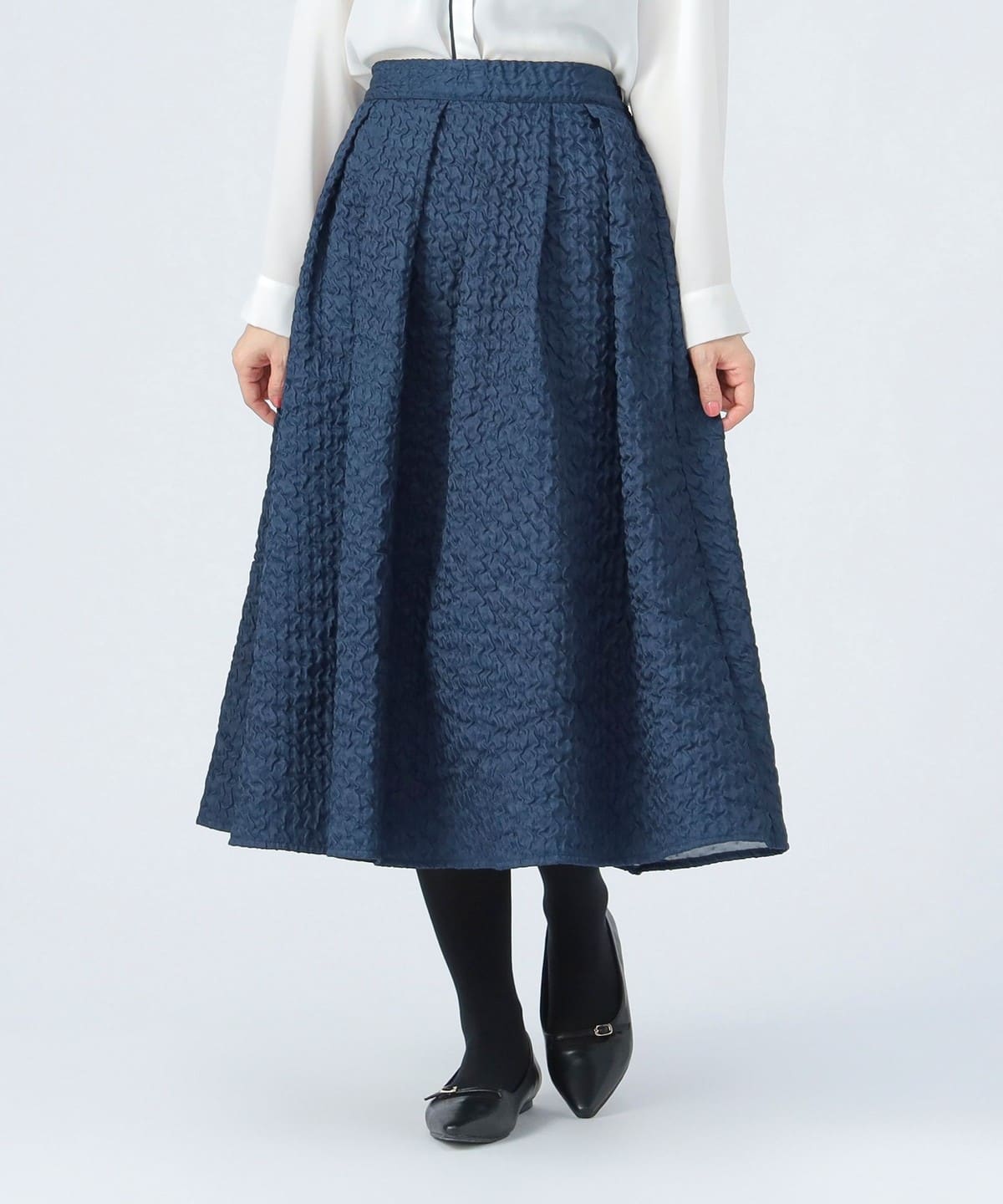 フクレ ジャカード フレア スカート スカート WOMEN NAVY ONE SIZE フクレ ジャカード フレア スカート スカート WOMEN NAVY ONE SIZE