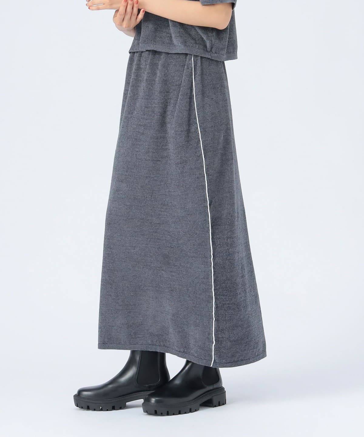 サイドライン ベロア ニットスカート スカート WOMEN CHARCOAL ONE SIZE サイドライン ベロア ニットスカート スカート WOMEN CHARCOAL ONE SIZE