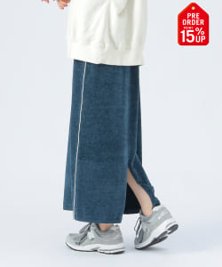 【+15%ポイントUP】サイドライン ベロア ニットスカート
