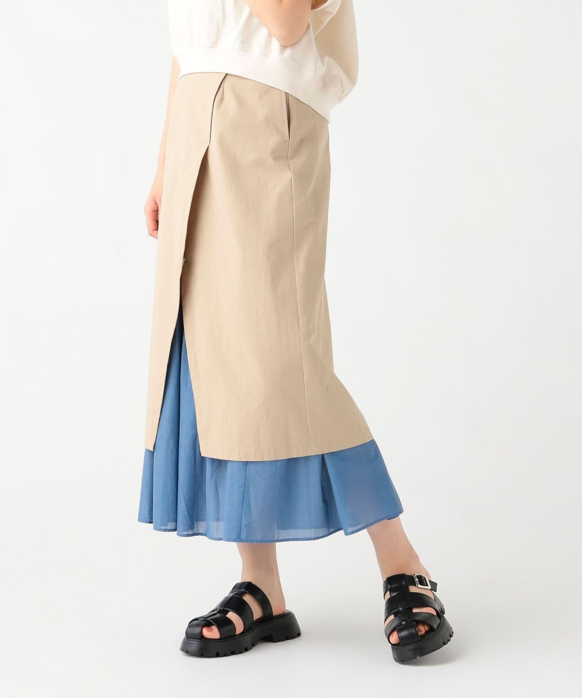 BEAMS lesbriquabraque スカート　異素材　変形　itimi BEAMS HEART（ビームス ハート）異素材 重ね タイトスカート（スカート
