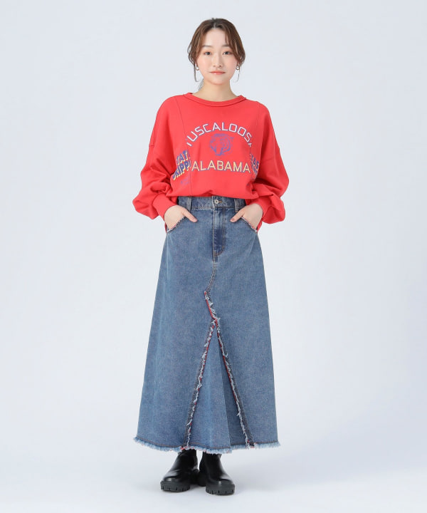 BEAMS HEART（ビームス ハート）カラーダメージ デニム スカート