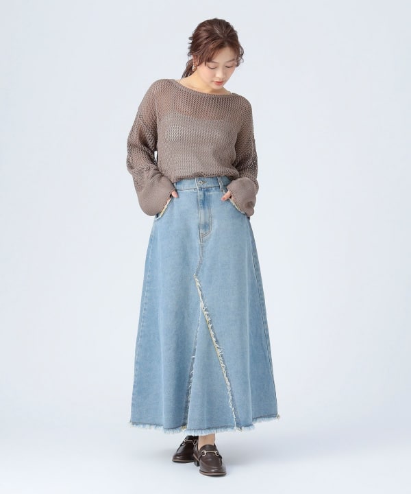 BEAMS HEART（ビームス ハート）カラーダメージ デニム スカート