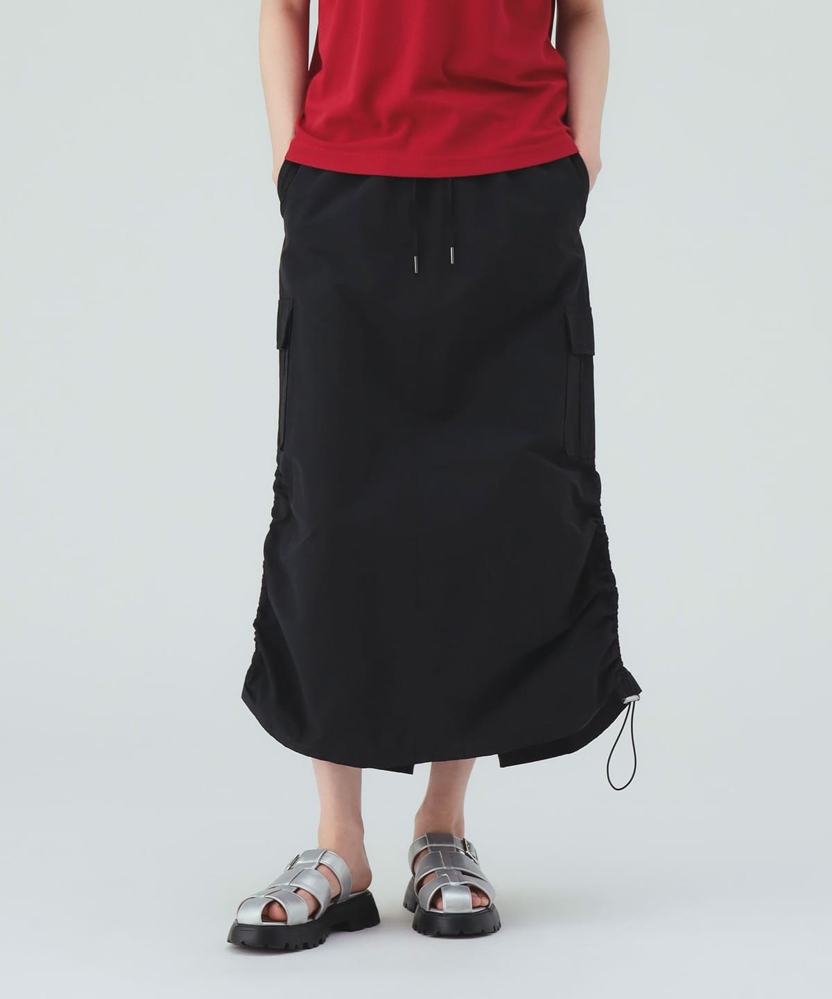 【新品タグ付】BEAMS ロングタイトスカート ブラック BEAMS HEART（ビームス ハート）【タイムセール】カーゴ タイト