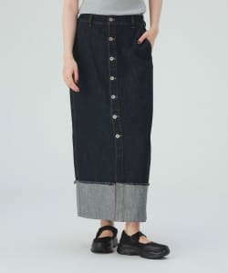 ターンバック デニム ボタンスカート