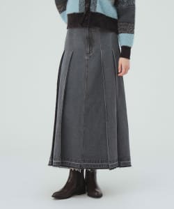 【10%OFFクーポン対象】ワイドタック デニム スカート