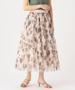 BEAMS HEART / 花柄チュール プリーツスカート