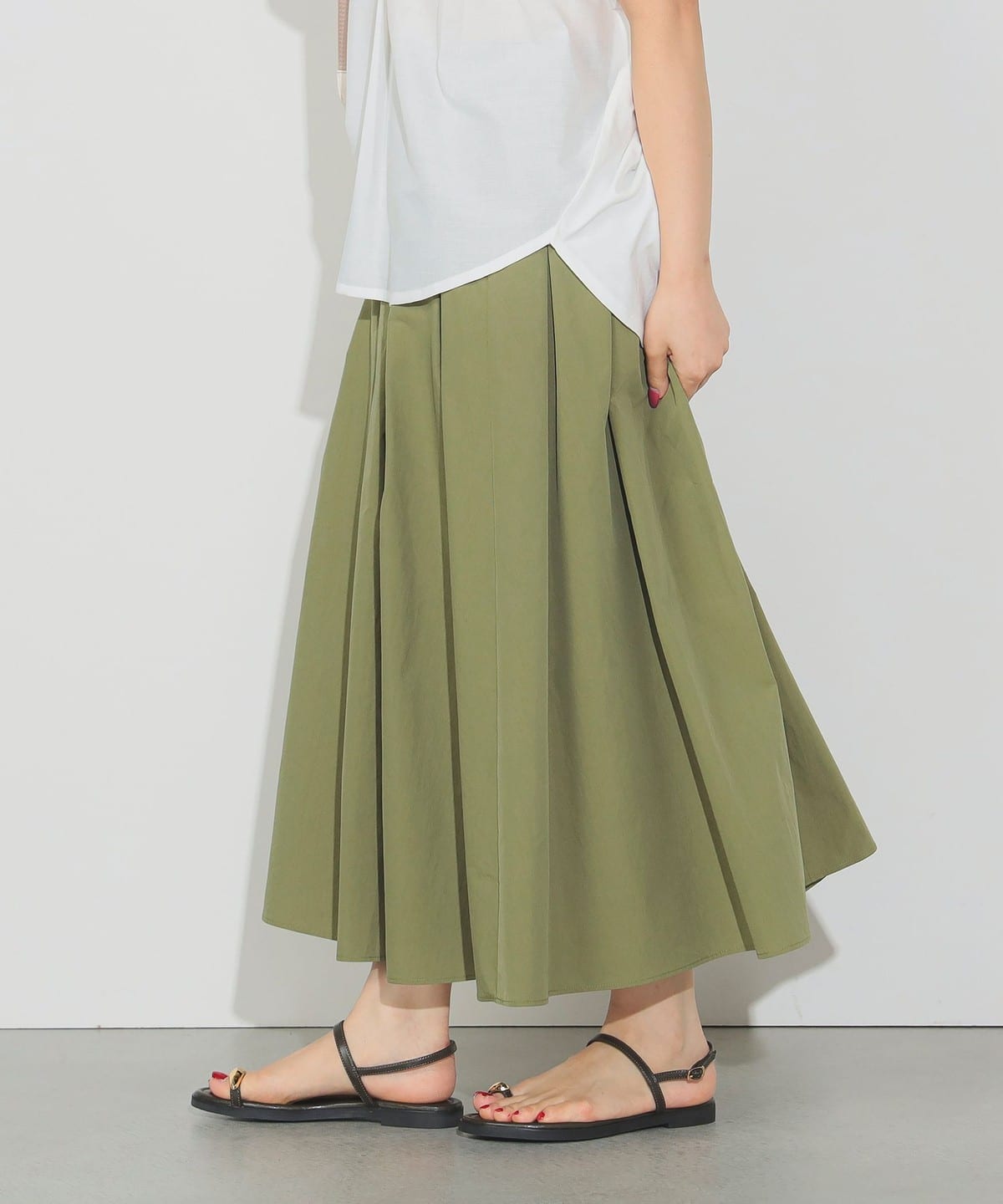 【6/5新規値下げ】タック フレアスカート スカート WOMEN OLIVE S 【6/5新規値下げ】タック フレアスカート スカート WOMEN OLIVE S