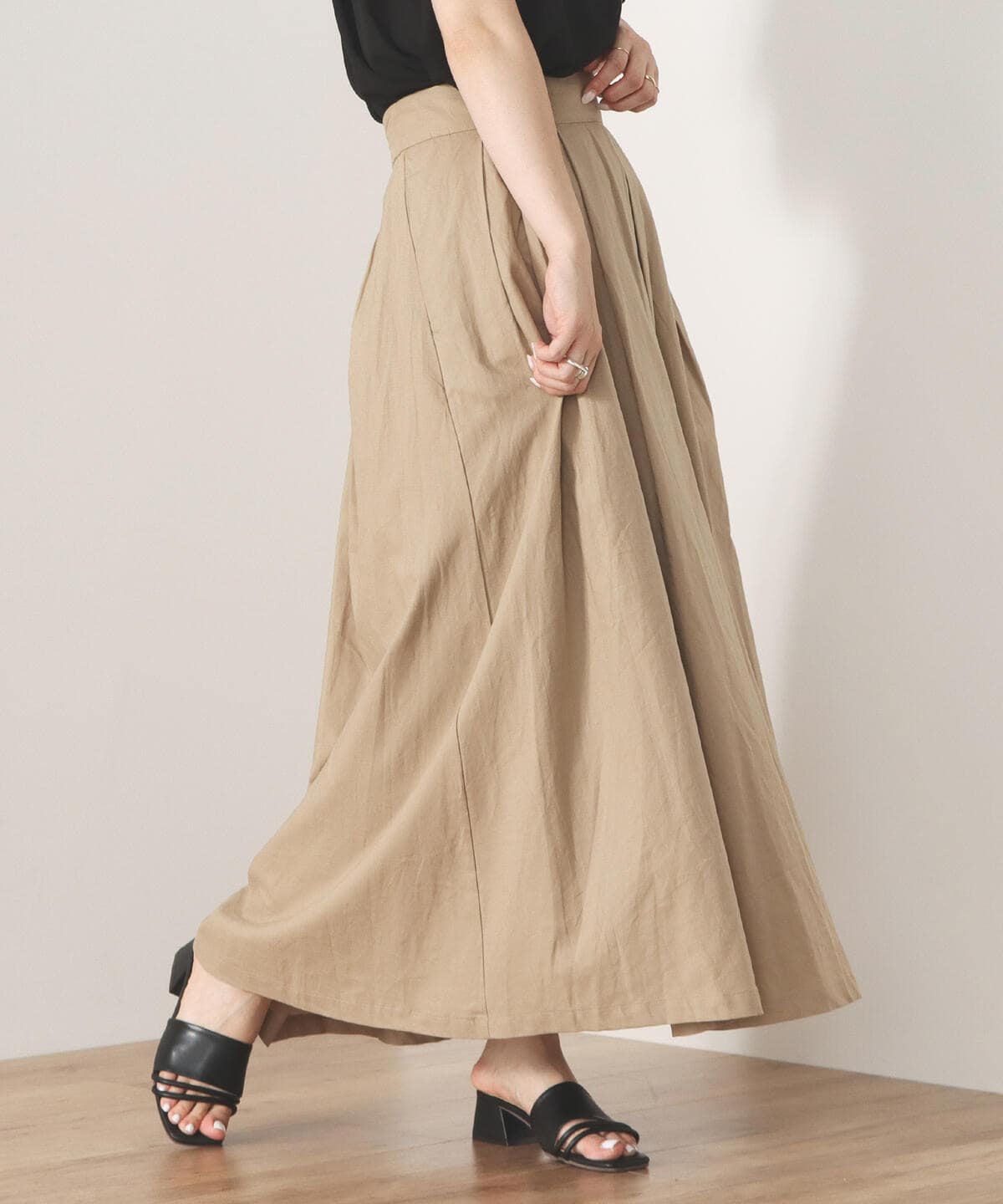 [Outlet] BEAMS HEART / Linen blend flare skirt