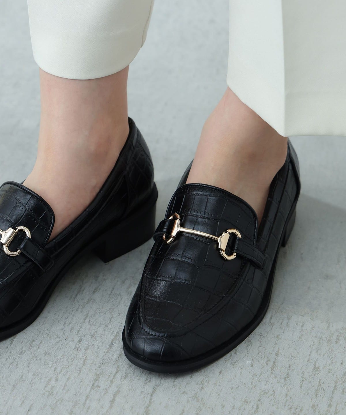 ビット付き ローファー(22.5 24.5cm) シューズ WOMEN クロコBLK S ビット付き ローファー(22.5 24.5cm) シューズ WOMEN クロコBLK S