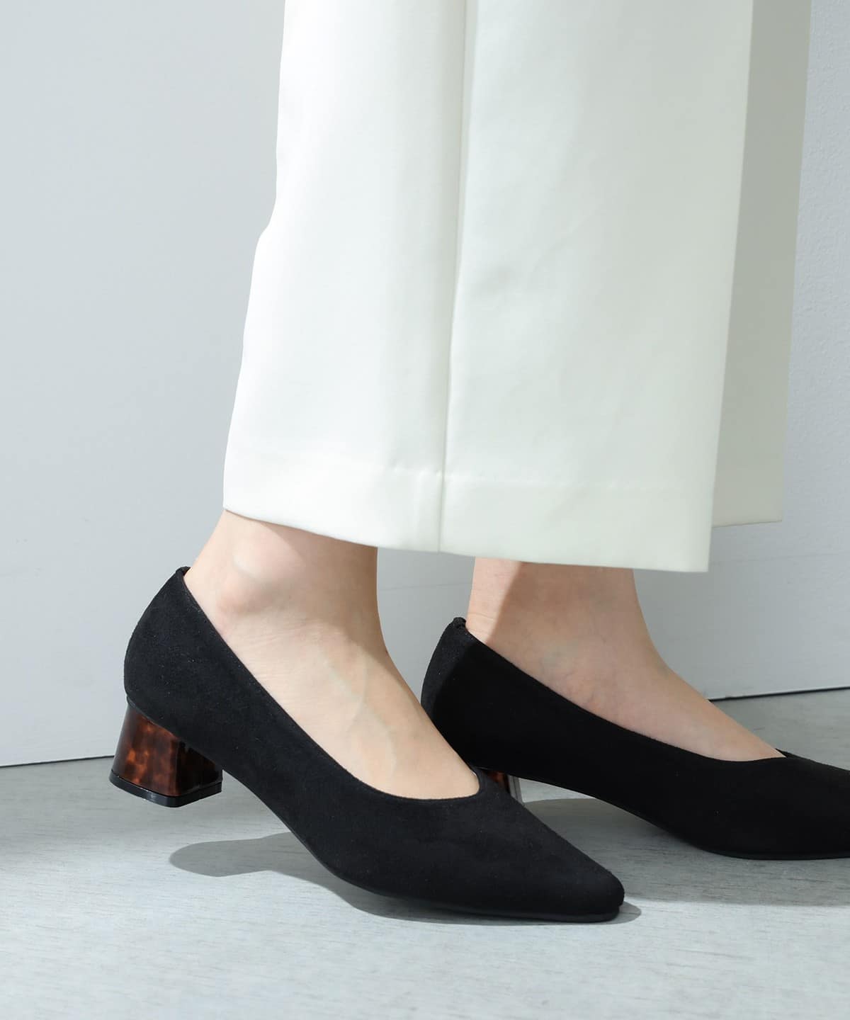 ブロックヒール スクエアトゥ パンプス(22.5 24.5cm) シューズ WOMEN BLACK② S ブロックヒール スクエアトゥ パンプス(22.5 24.5cm) シューズ WOMEN BLACK② S