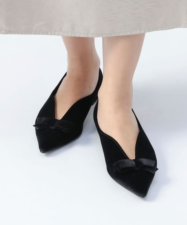 BEAMS HEART（ビームス ハート）ベロア リボン パンプス（シューズ