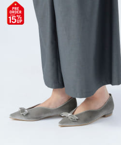 【+15%ポイントUP】ベロア リボン パンプス（22.5～24.5cm）