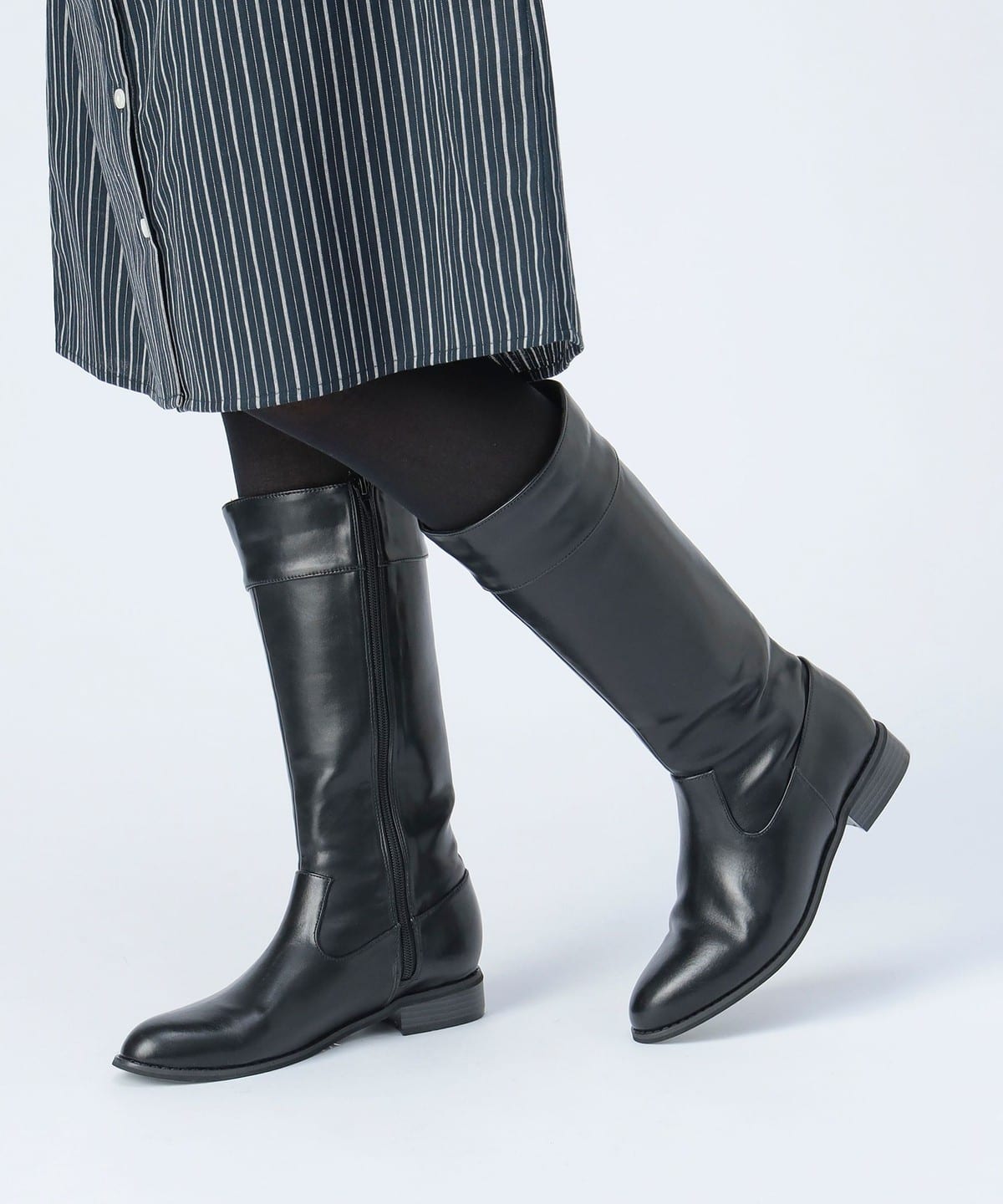 切替 ロング ブーツ シューズ WOMEN BLACK L 切替 ロング ブーツ シューズ WOMEN BLACK L