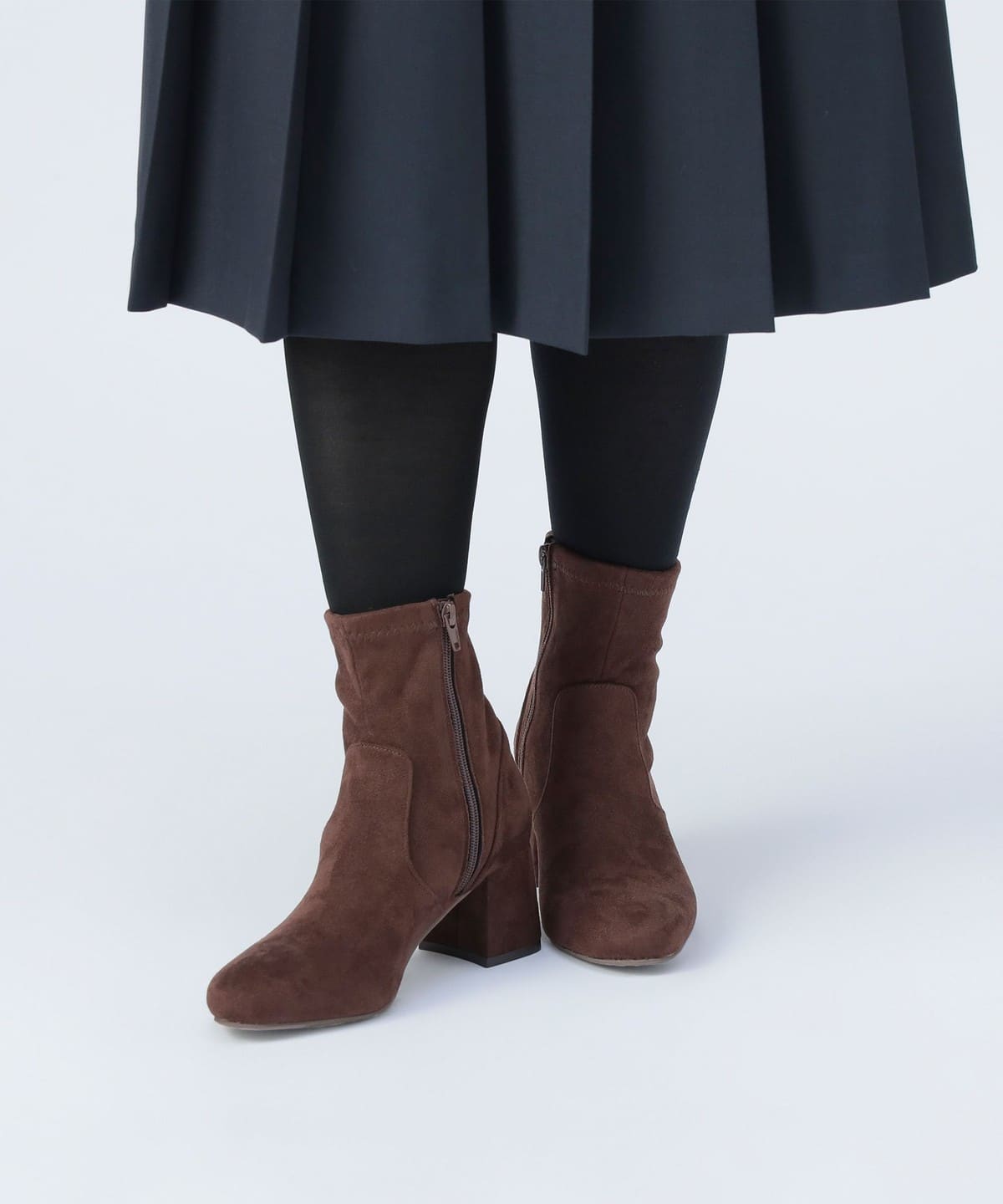 フェイク レザー スエード 切替 ブーツ シューズ WOMEN BROWN M フェイク レザー スエード 切替 ブーツ シューズ WOMEN BROWN M