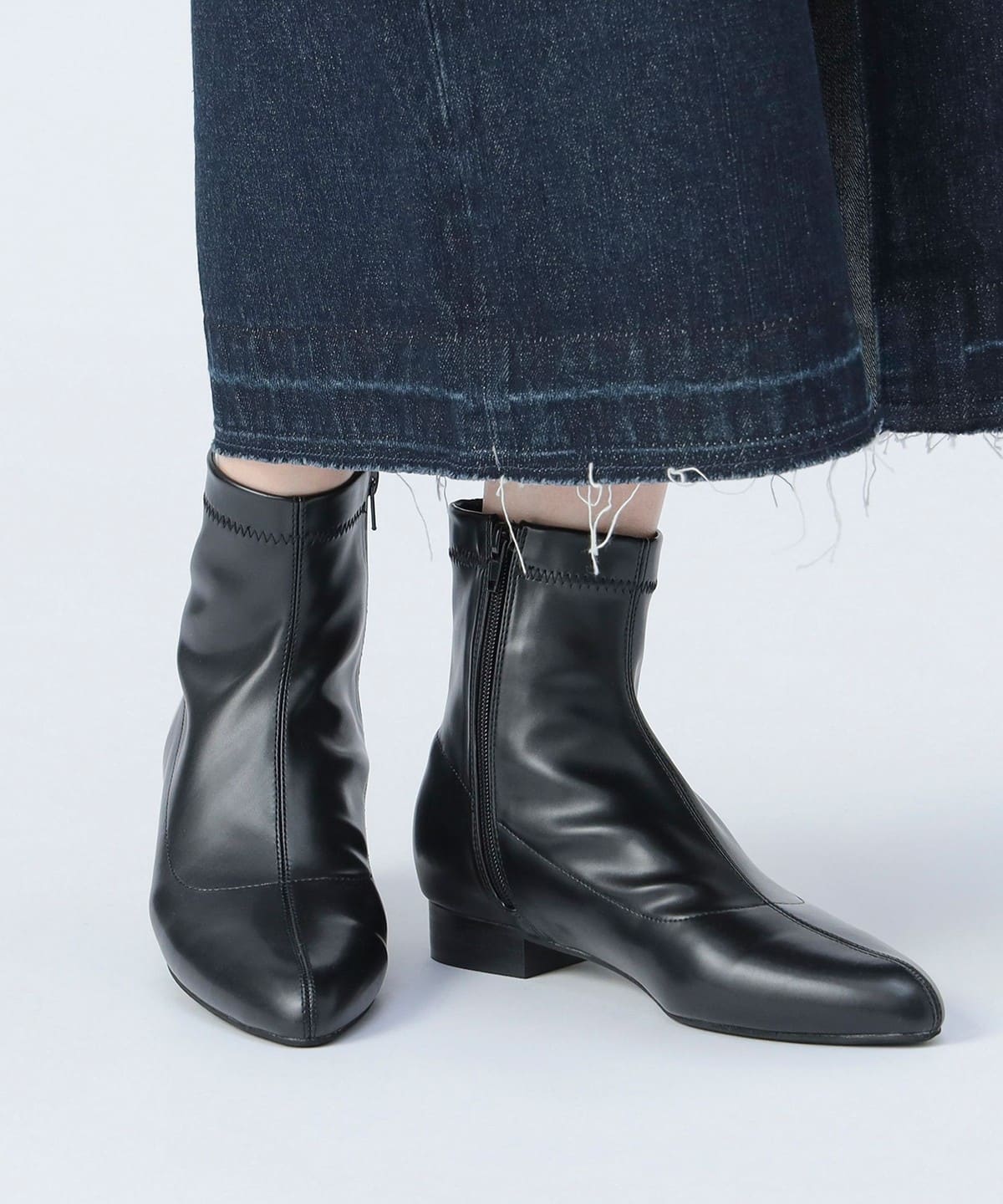 ストレッチ ローヒール ブーツ シューズ WOMEN BLACK L ストレッチ ローヒール ブーツ シューズ WOMEN BLACK L