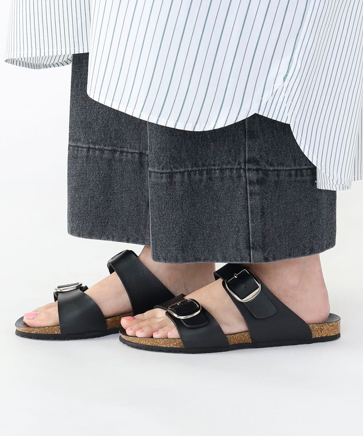 バックル付き ダブルベルト サンダル(22.5 24.5cm) シューズ WOMEN BLACK② M バックル付き ダブルベルト サンダル(22.5 24.5cm) シューズ WOMEN BLACK② M
