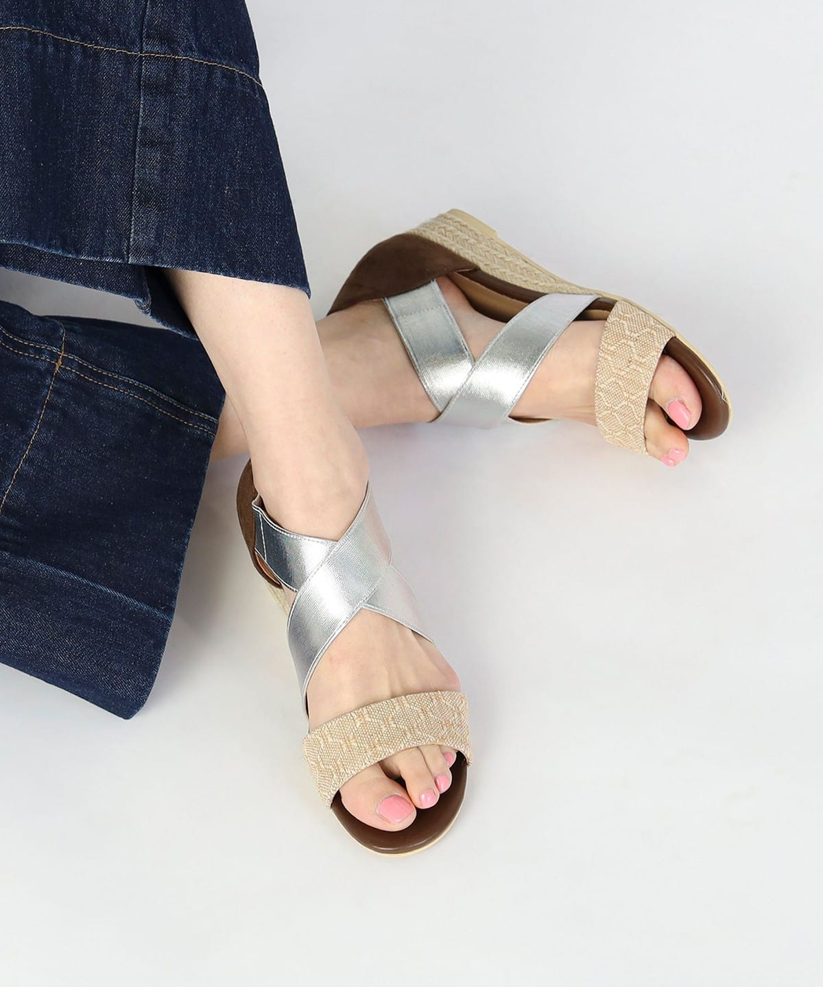 クロスベルト ジュート サンダル(22.5 24.5cm) シューズ WOMEN BROWN×SIL L クロスベルト ジュート サンダル(22.5 24.5cm) シューズ WOMEN BROWN×SIL L