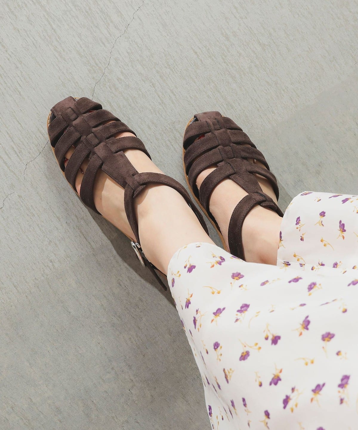 レザー調 グルカサンダル(22.5 24.5cm) シューズ WOMEN BROWN M レザー調 グルカサンダル(22.5 24.5cm) シューズ WOMEN BROWN M