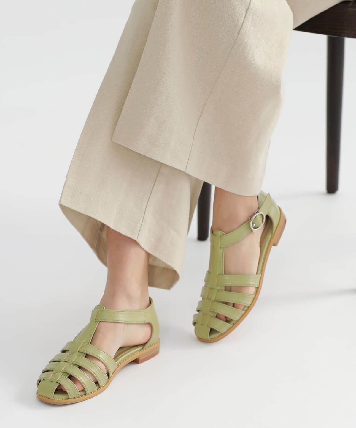 フェイクレザー グルカサンダル シューズ WOMEN MINT. GRN M フェイクレザー グルカサンダル シューズ WOMEN MINT. GRN M