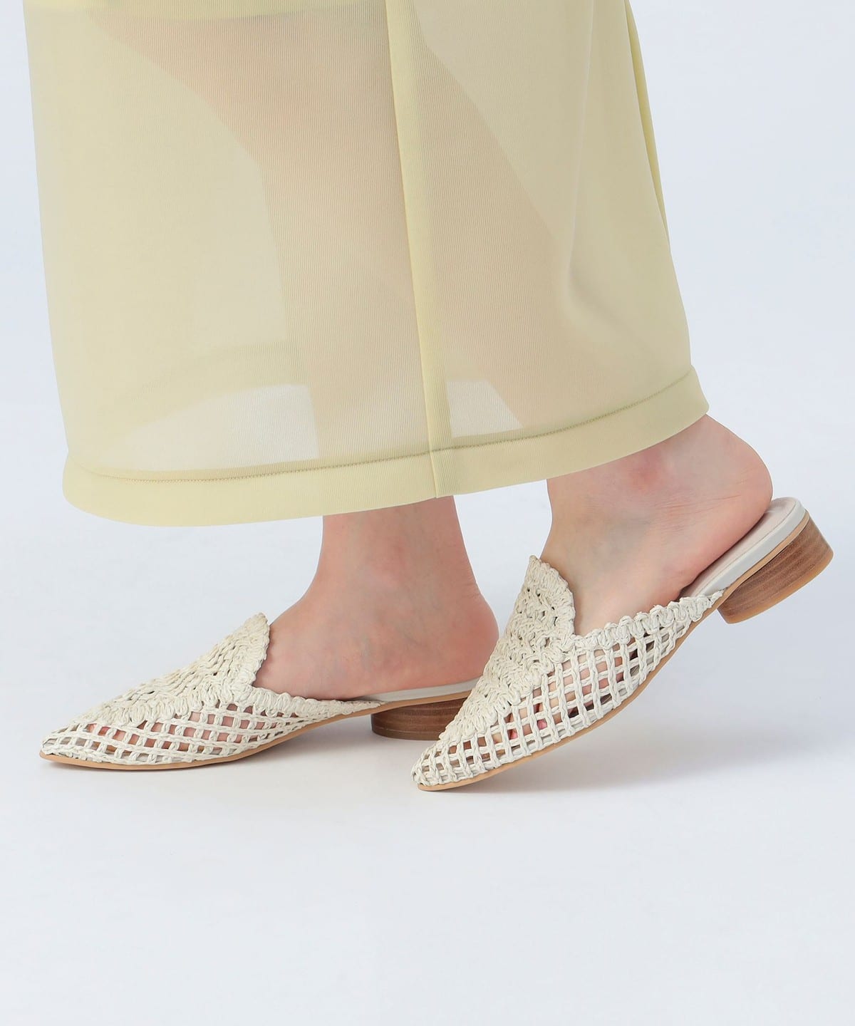 ペーパーレース編み ミュールサンダル(22.5 24.5cm) シューズ WOMEN OFF WHITE S ペーパーレース編み ミュールサンダル(22.5 24.5cm) シューズ WOMEN OFF WHITE S