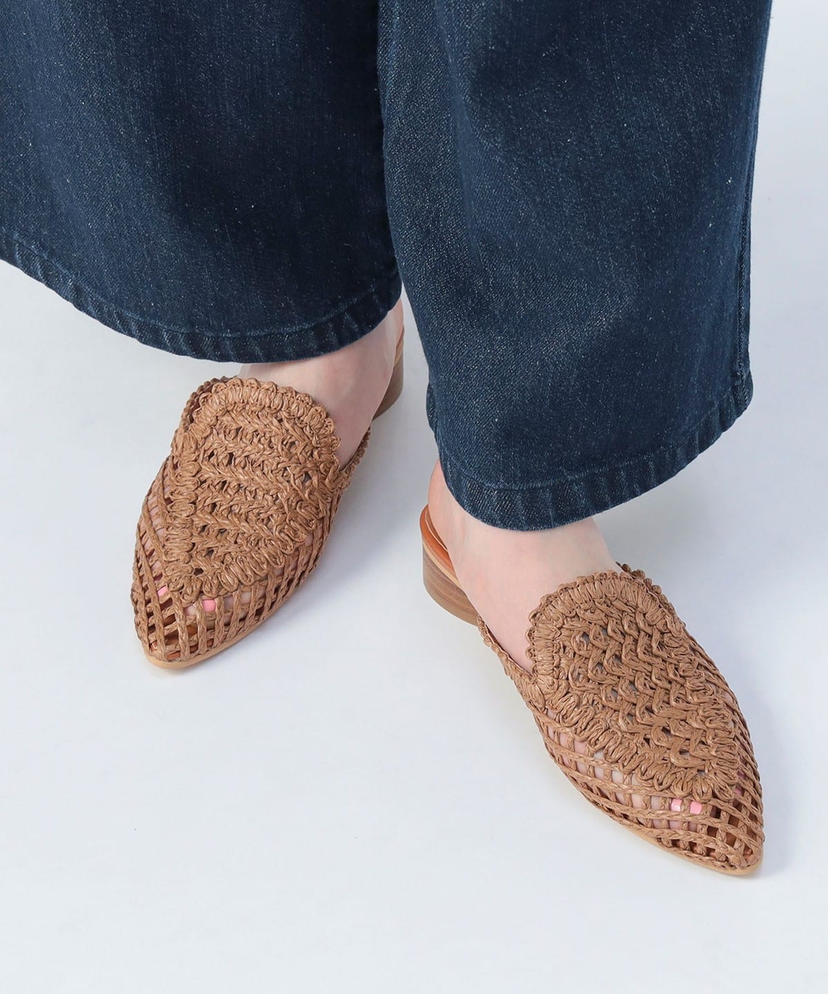 ペーパーレース編み ミュールサンダル(22.5 24.5cm) シューズ WOMEN BROWN M ペーパーレース編み ミュールサンダル(22.5 24.5cm) シューズ WOMEN BROWN M