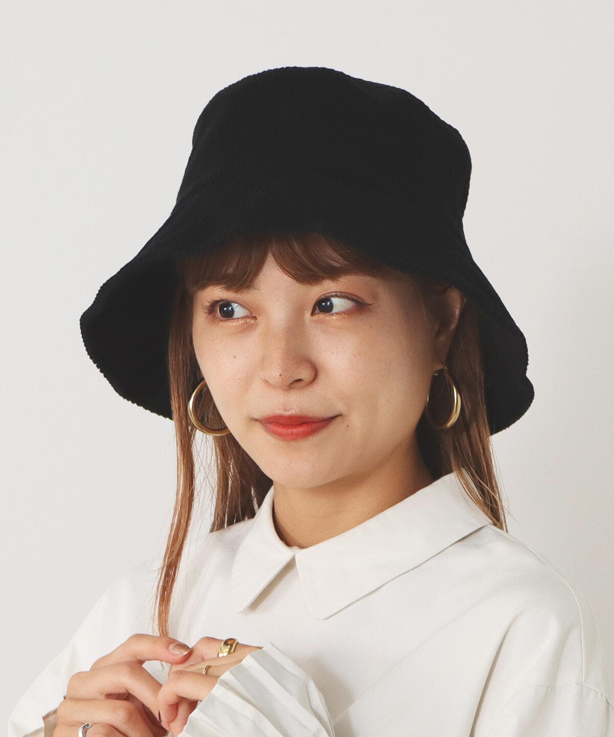コーデュロイ バケットハット 帽子 WOMEN BLACK ONE SIZE コーデュロイ バケットハット 帽子 WOMEN BLACK ONE SIZE