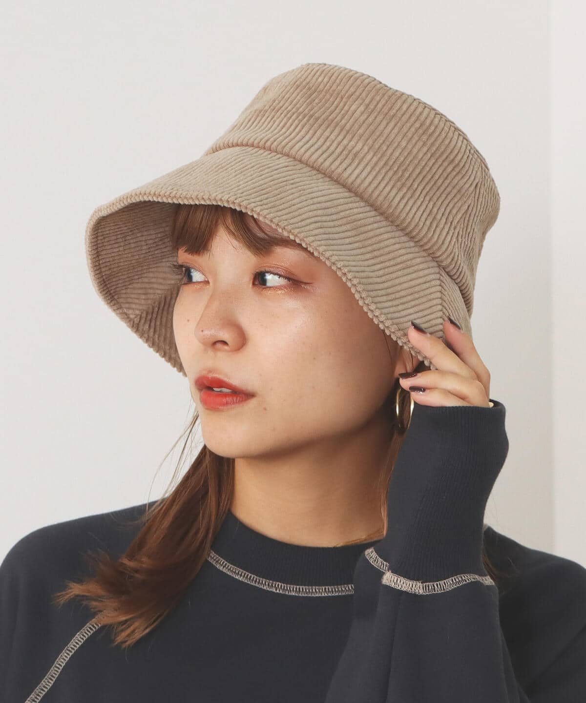 コーデュロイ バケットハット 帽子 WOMEN DARK BEIGE ONE SIZE コーデュロイ バケットハット 帽子 WOMEN DARK BEIGE ONE SIZE