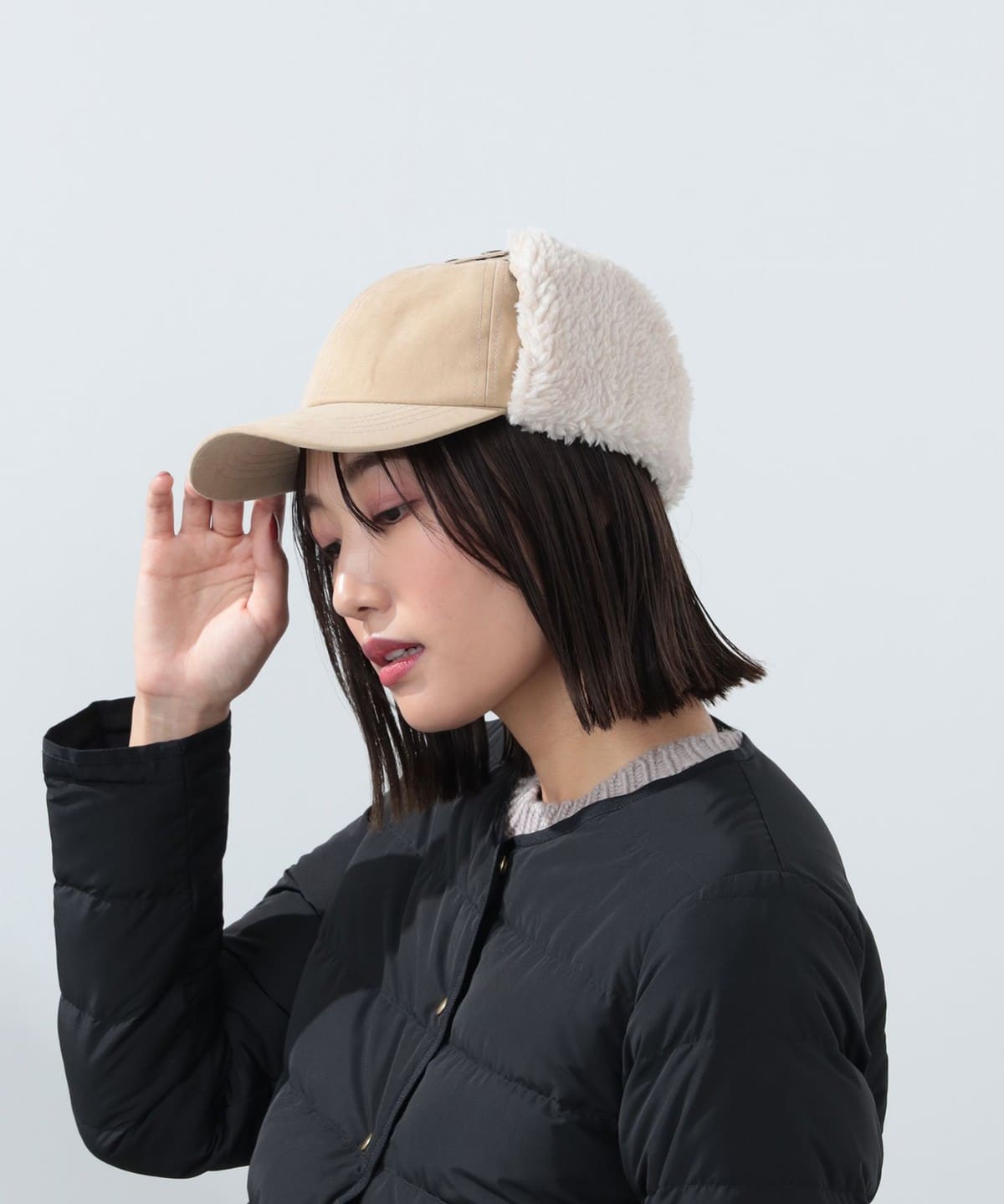 ボア イヤーフラップ付きキャップ 帽子 WOMEN BEIGE ONE SIZE ボア イヤーフラップ付きキャップ 帽子 WOMEN BEIGE ONE SIZE