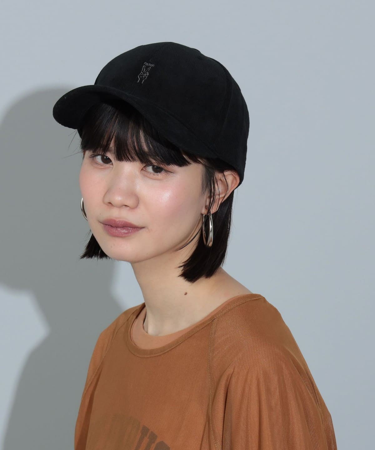 ハンドサイン 細コーデュロイ キャップ 帽子 WOMEN BLACK ONE SIZE ハンドサイン 細コーデュロイ キャップ 帽子 WOMEN BLACK ONE SIZE