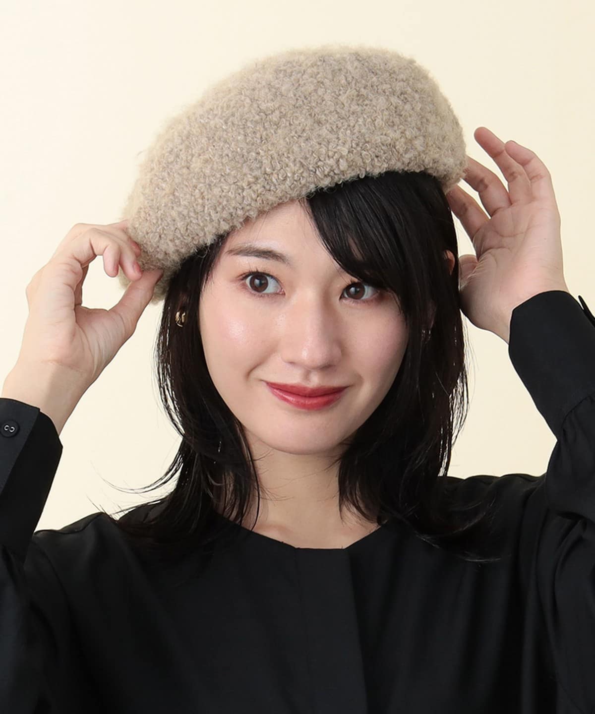 フェイクシープ ベレー帽 帽子 WOMEN BEIGE ONE SIZE フェイクシープ ベレー帽 帽子 WOMEN BEIGE ONE SIZE