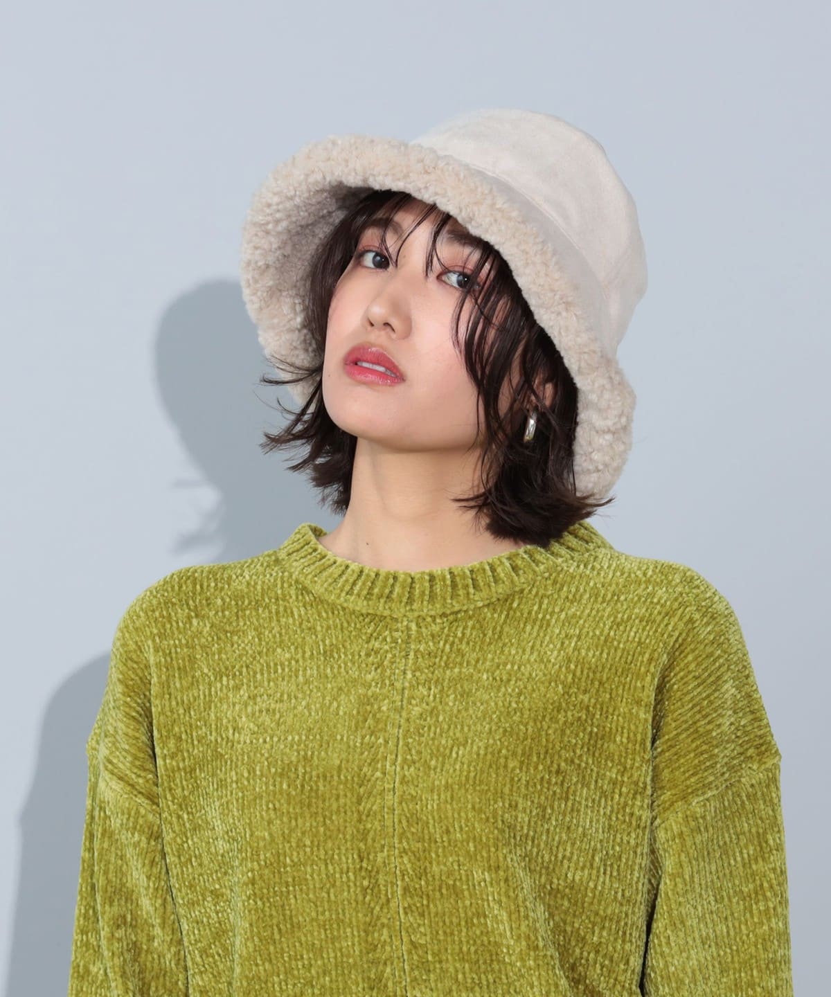 リバーシブル プードルボア ハット 帽子 WOMEN IVORY ONE SIZE リバーシブル プードルボア ハット 帽子 WOMEN IVORY ONE SIZE