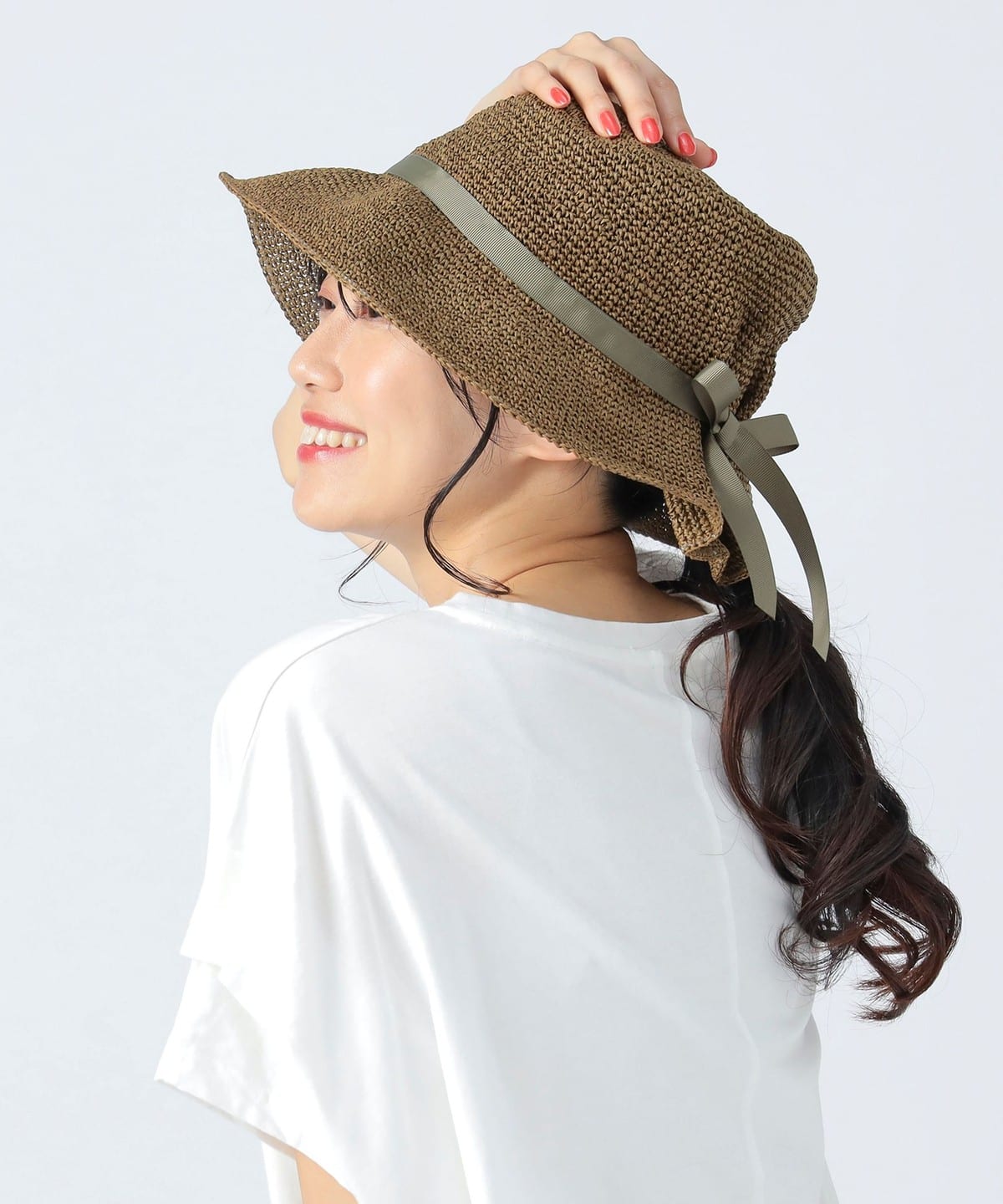 ペーパー リボン ハット 帽子 WOMEN BROWN ONE SIZE ペーパー リボン ハット 帽子 WOMEN BROWN ONE SIZE