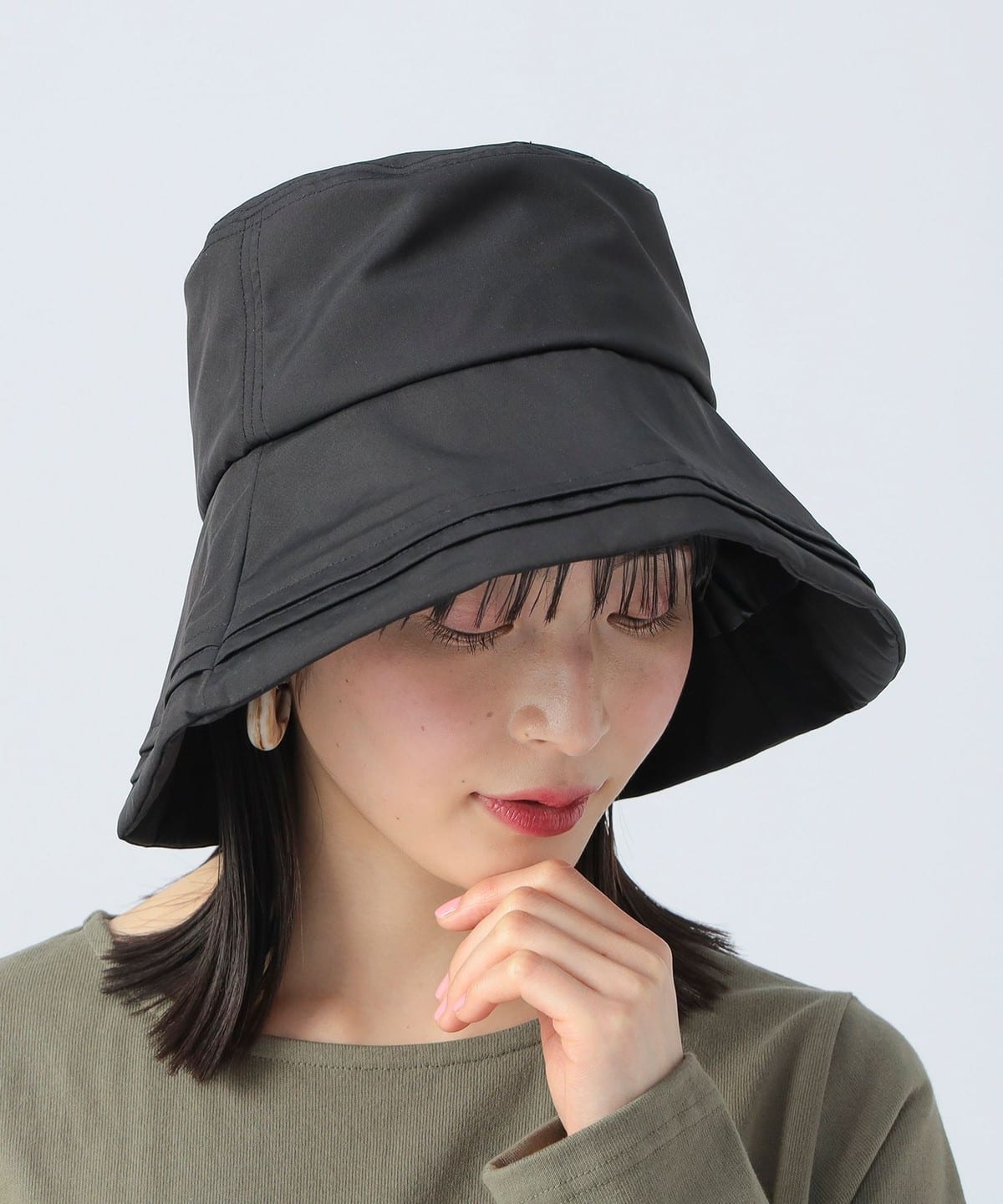 タック キャペリンハット 帽子 WOMEN BLACK ONE SIZE タック キャペリンハット 帽子 WOMEN BLACK ONE SIZE