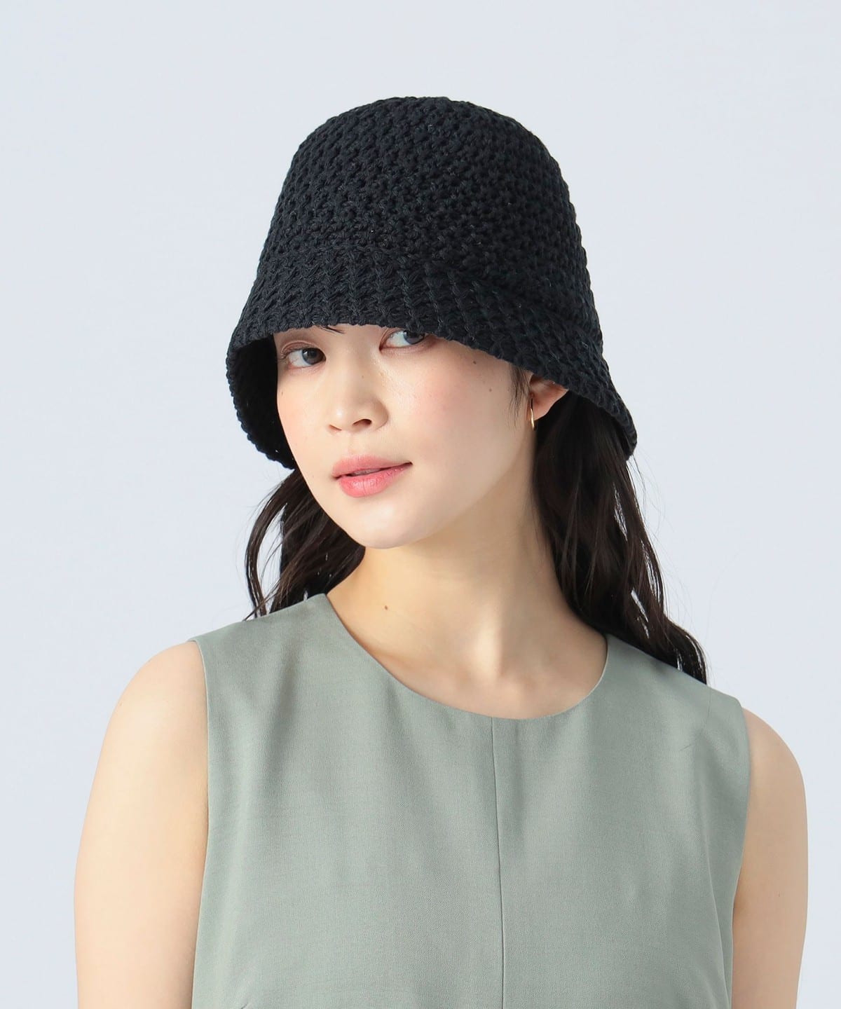 鍵編み風 クロシェハット 帽子 WOMEN BLACK ONE SIZE 鍵編み風 クロシェハット 帽子 WOMEN BLACK ONE SIZE