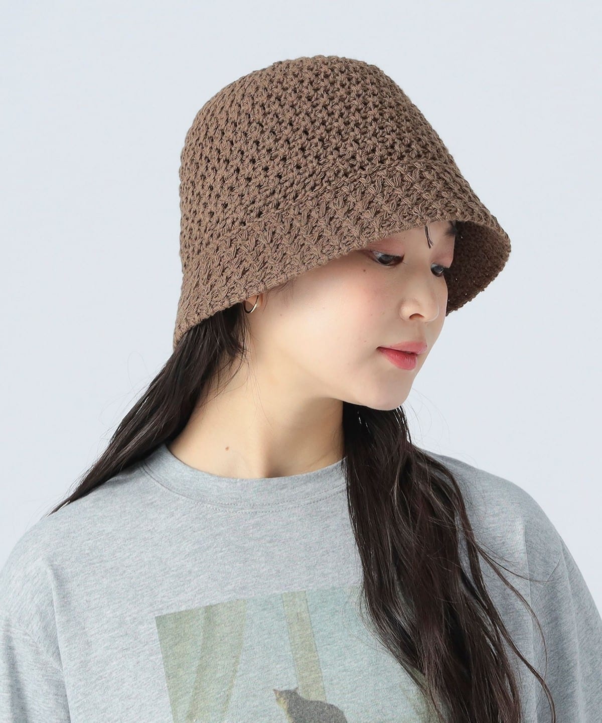 鍵編み風 クロシェハット 帽子 WOMEN BROWN ONE SIZE 鍵編み風 クロシェハット 帽子 WOMEN BROWN ONE SIZE