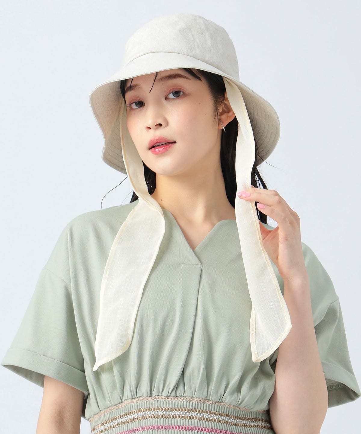 シアー紐付 バケット ハット 帽子 WOMEN IVORY ONE SIZE シアー紐付 バケット ハット 帽子 WOMEN IVORY ONE SIZE