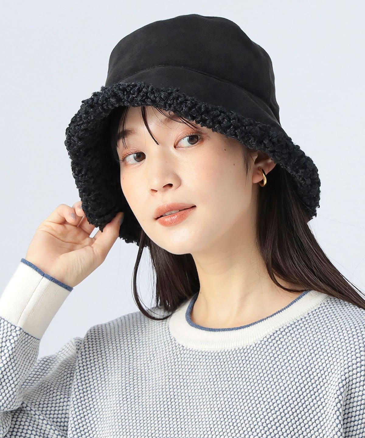 リバーシブル プードル ボア ハット 帽子 WOMEN BLACK ONE SIZE リバーシブル プードル ボア ハット 帽子 WOMEN BLACK ONE SIZE