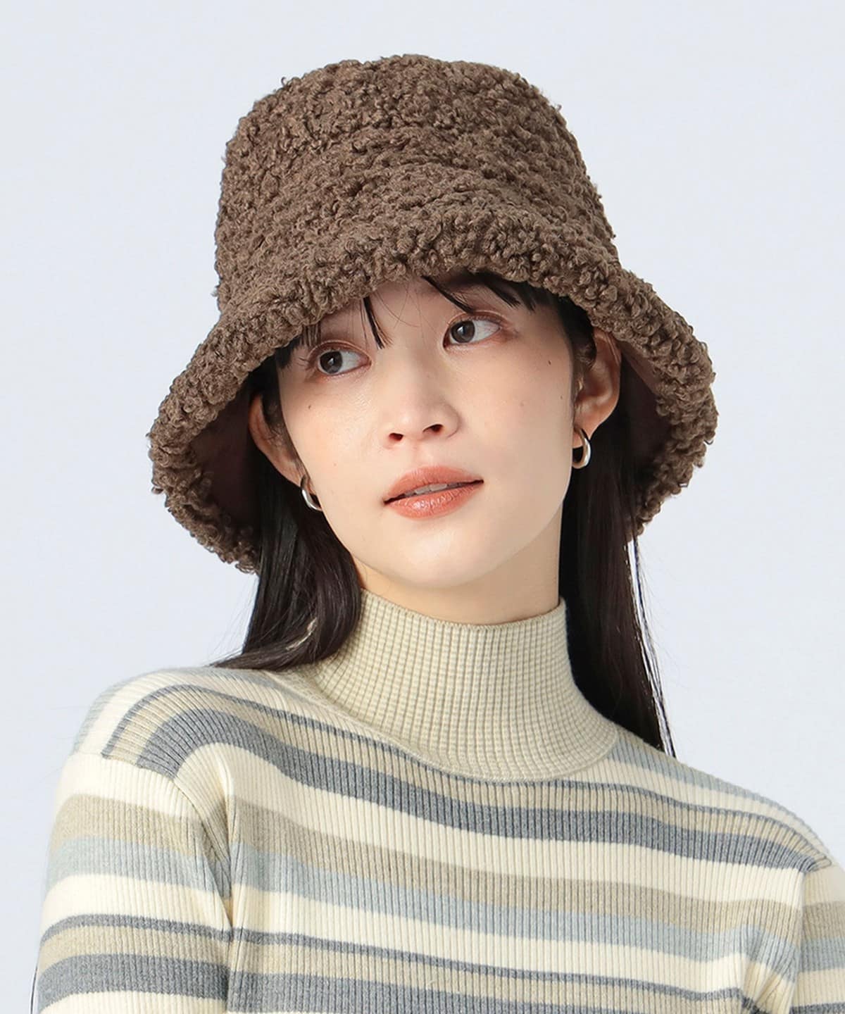 リバーシブル プードル ボア ハット 帽子 WOMEN BROWN ONE SIZE リバーシブル プードル ボア ハット 帽子 WOMEN BROWN ONE SIZE