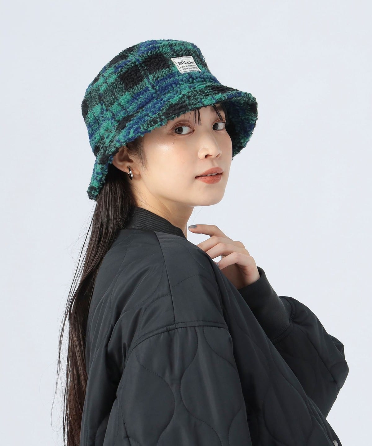チェック ボア バケットハット 帽子 WOMEN BLACK ONE SIZE チェック ボア バケットハット 帽子 WOMEN BLACK ONE SIZE