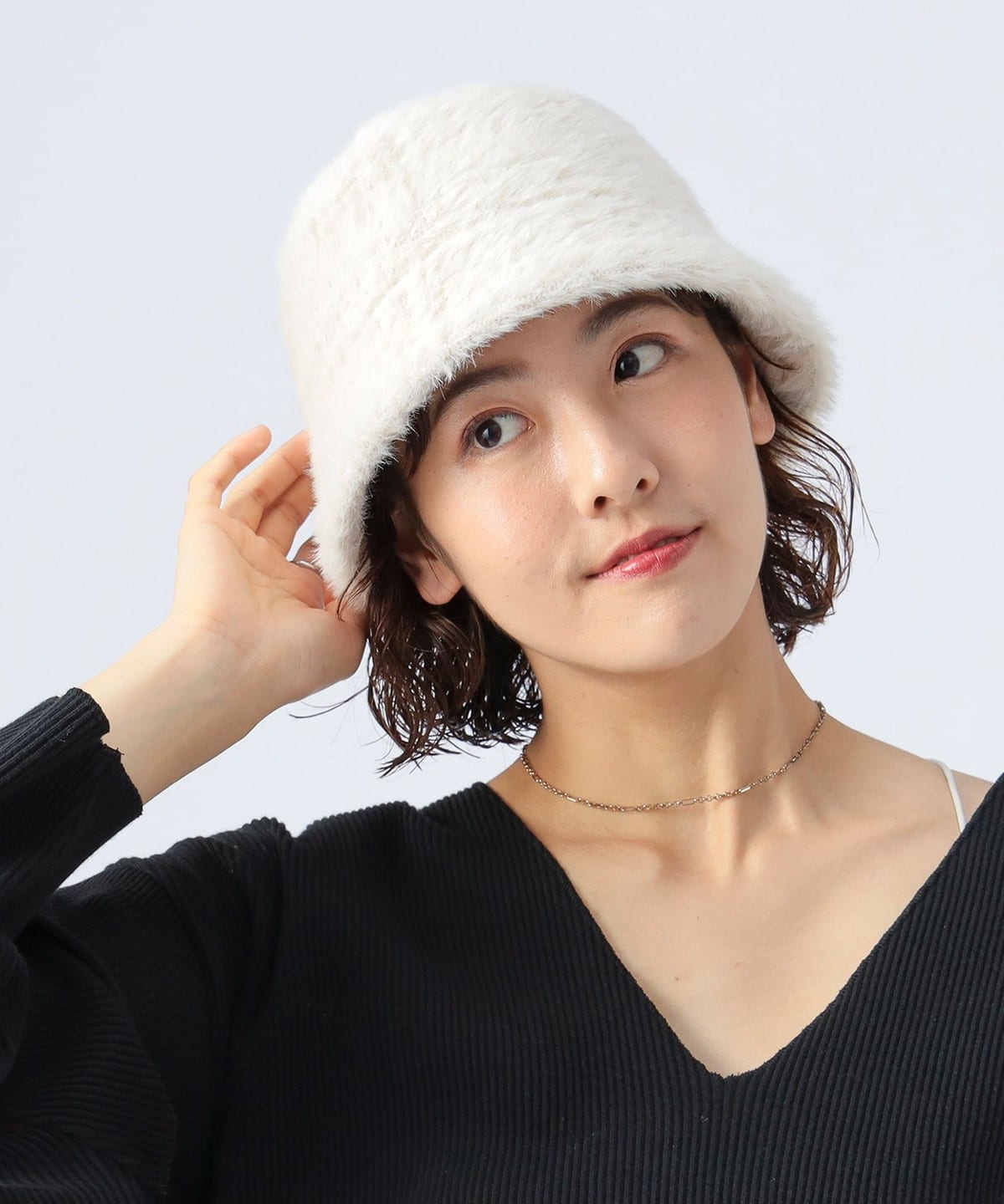 フェイク ファー バケットハット 帽子 WOMEN IVORY ONE SIZE フェイク ファー バケットハット 帽子 WOMEN IVORY ONE SIZE