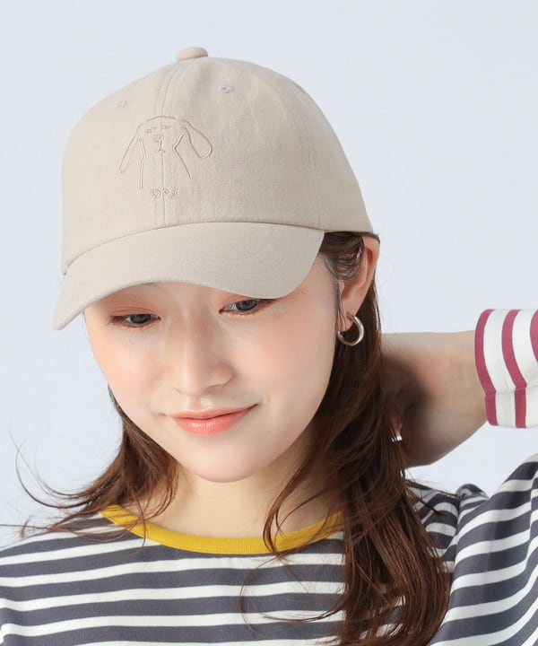 ★ブラウンがかわいいキャップチャーム★ BEAMS HEART（ビームス ハート）麻混 アニマル刺繍 キャップ（帽子