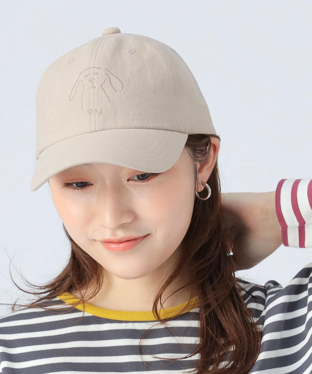 BEAMS HEART（ビームス ハート）麻混 アニマル刺繍 キャップ（帽子