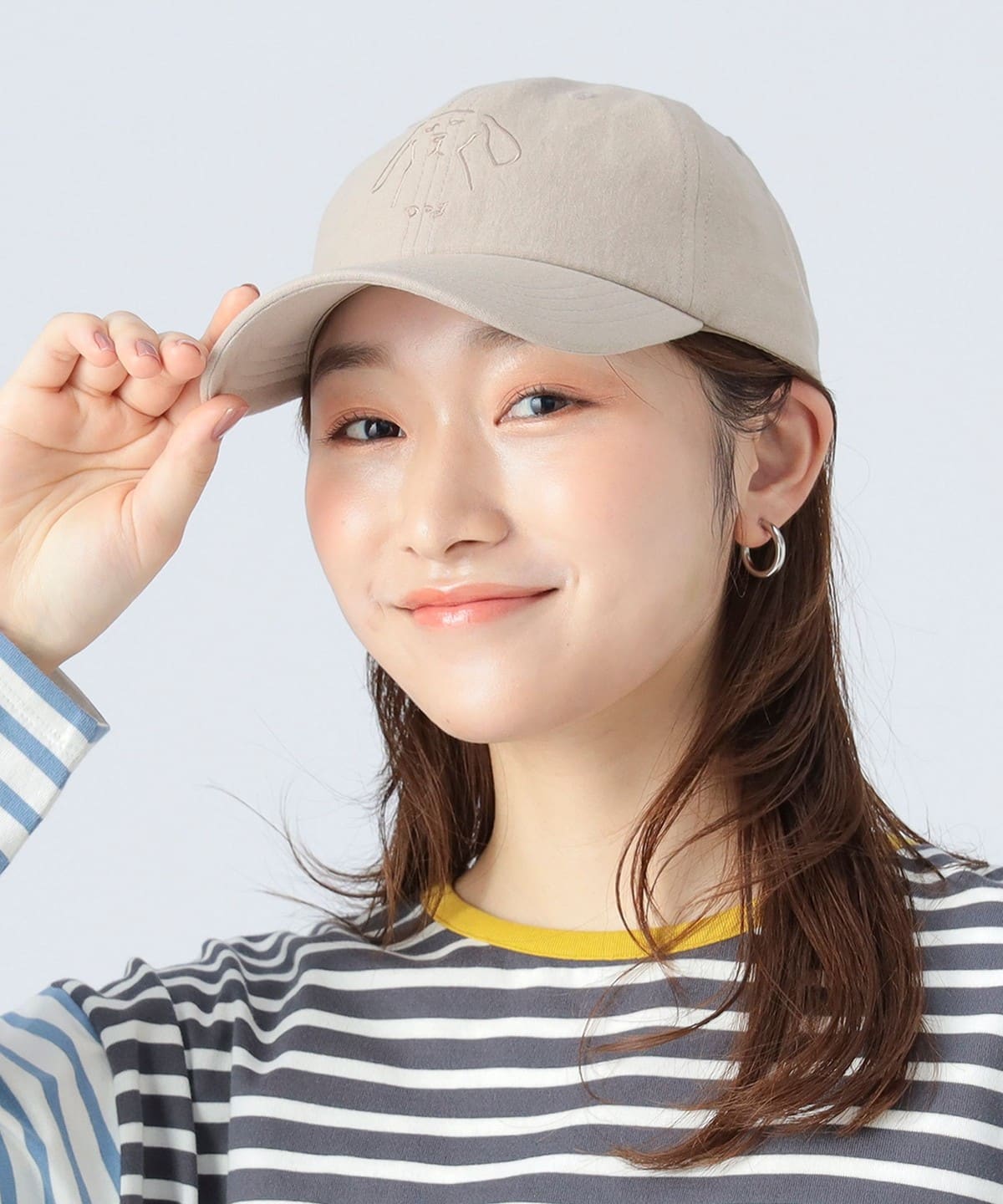 BEAMS HEART（ビームス ハート）麻混 アニマル刺繍 キャップ（帽子