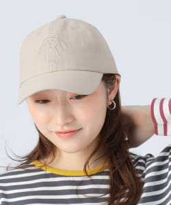 麻混 アニマル刺繍 キャップ