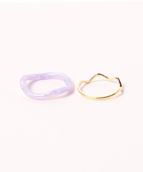 リング 2W × V字リング セット K10