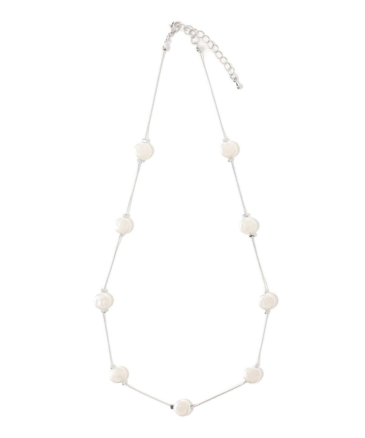 オーバル フェイクパール ロングネックレス アクセサリー WOMEN SILVER ONE SIZE オーバル フェイクパール ロングネックレス アクセサリー WOMEN SILVER ONE SIZE