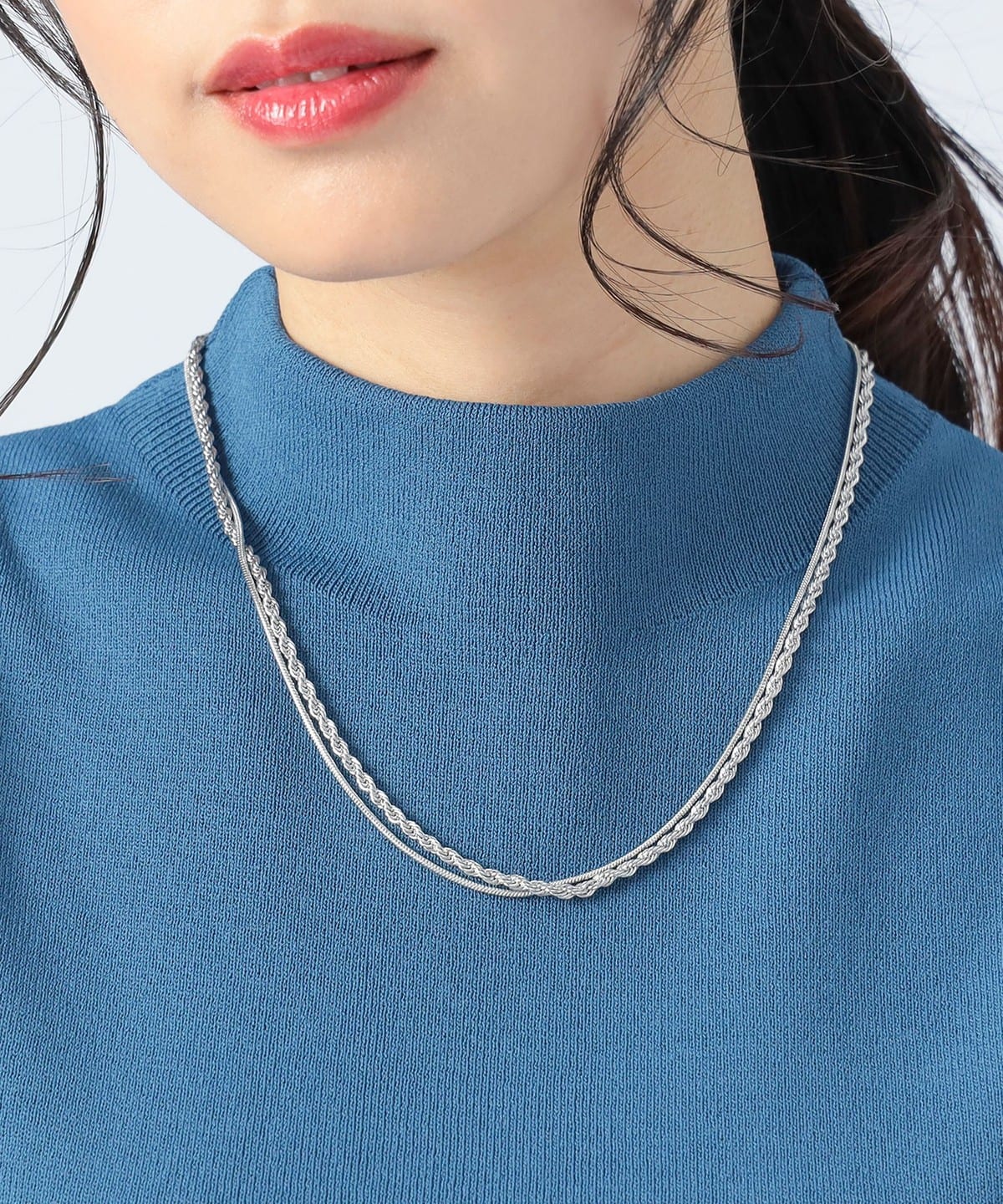 2連 ねじりチェーン ネックレス アクセサリー WOMEN SILVER ONE SIZE 2連 ねじりチェーン ネックレス アクセサリー WOMEN SILVER ONE SIZE