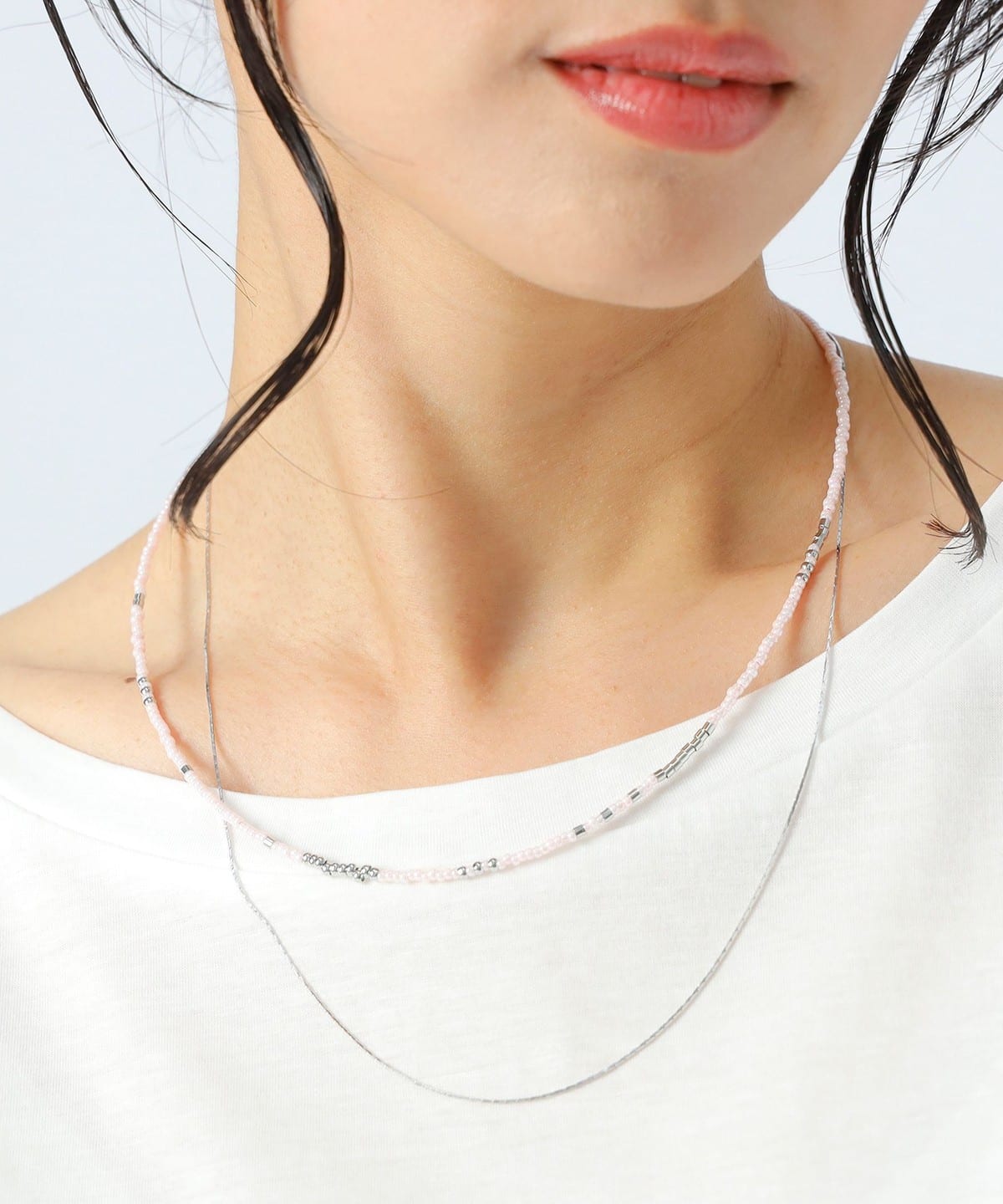 ビーズ 2連 ネックレス アクセサリー WOMEN PINK×SILVER ONE SIZE ビーズ 2連 ネックレス アクセサリー WOMEN PINK×SILVER ONE SIZE