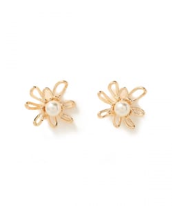 フェイクパール フラワー ピアス