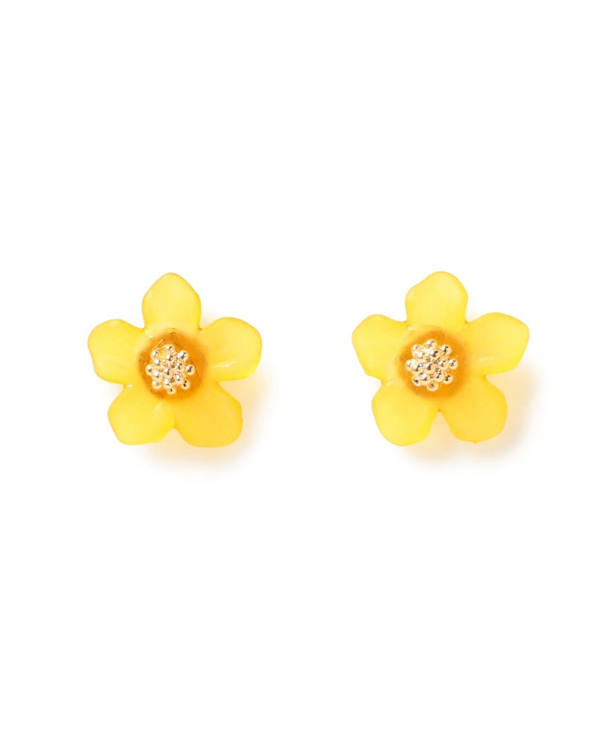HM　ピアス　ゴールド　フラワー　花　ライトイエロー　黄色 BEAMS HEART（ビームス ハート）ボール × フラワー 2WAY ピアス